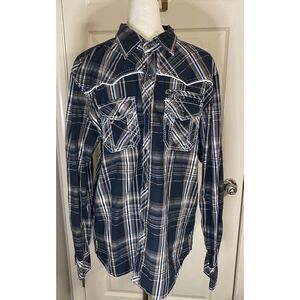 BKE Slim Fit Western Plaid Shirt Long Sleeve Snap Button Men's Top Size‎ XL